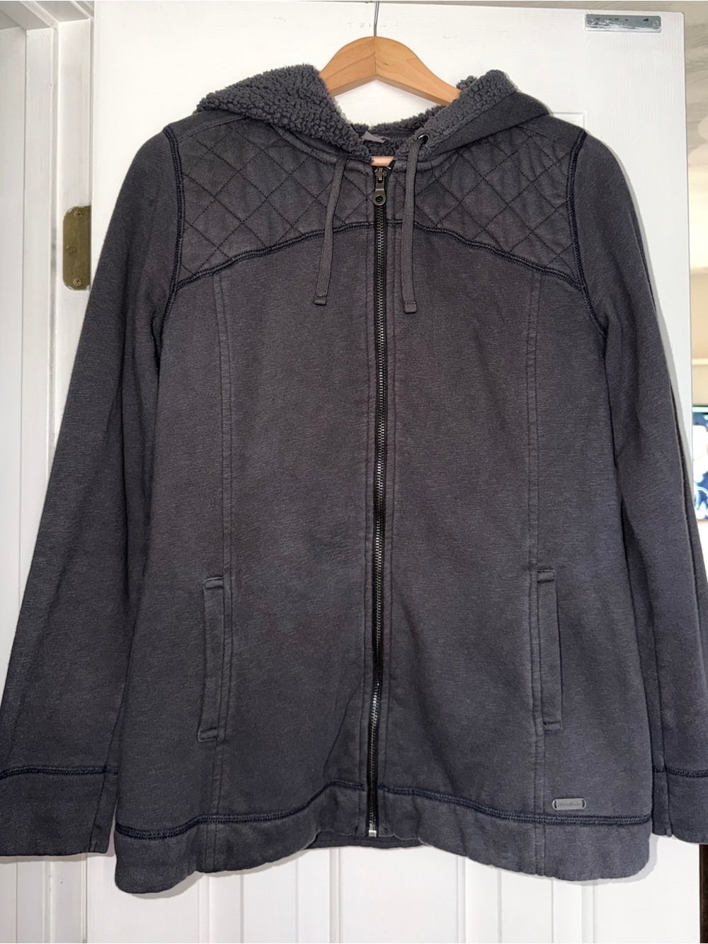 Eddie Bauer Women's Charcoal Hooded Zip Jacket. M